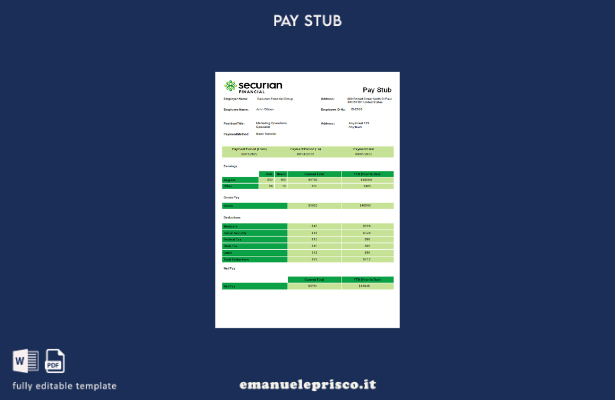 modello di foglio per dipendente della compagnia assicurativa statunitense in st